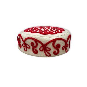 Vintage R H Macy Wool Felt Hat Red Soutache Trim New York 40s 50s Mid Century